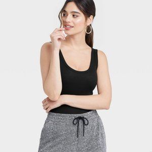 A New Day Black Scoop Neck Bodysuit Size Small